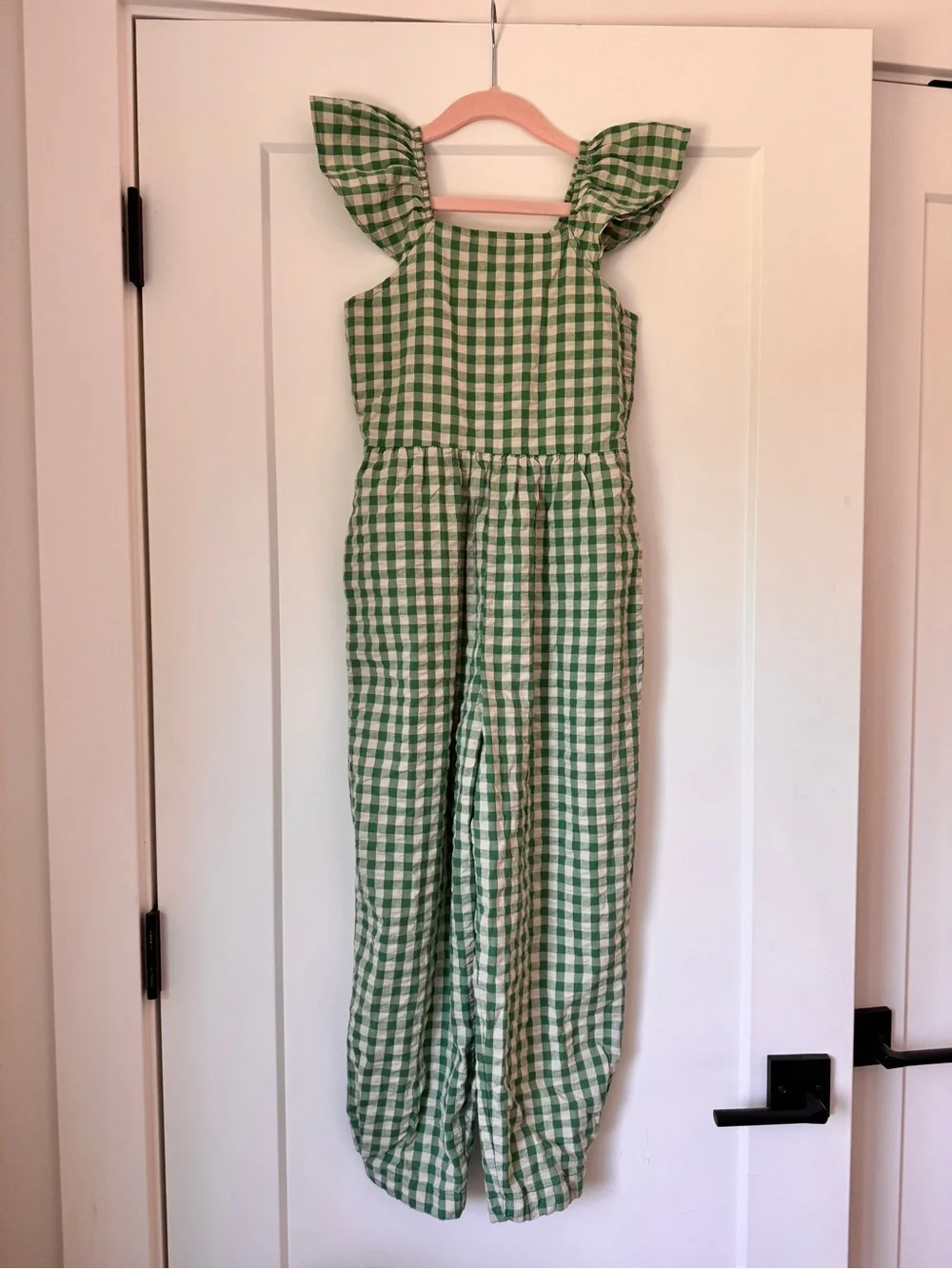 Tea Collection Gingham Ruffle-Sleeve Jumpsuit